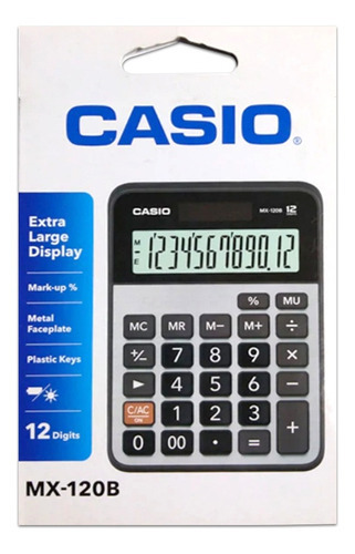 Imagen 2 de 2 de Calculadora Casio Mx-120b Solar 12 Dígitos + Pila