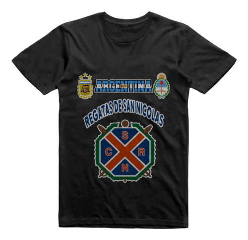 Remera Algodon Negra Club Regatas De San Nicolas