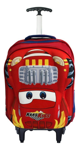 Mochila Carros 3d Infantil Rodinhas 4510 Escolar Top Vermelh Cor Vermelho