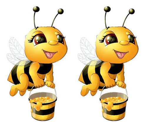 2 Pegatinas De Pared Con Dibujos Animados De Abejas Extraíbl