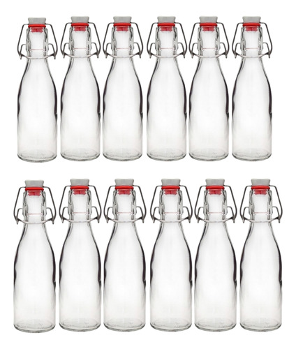 60 Botellas De Vidrio + Tapón Mecanico 250ml