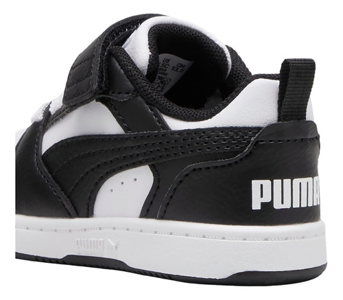 Puma Rebound V6 Lo Inf Para Niño Color Negro, Blanco