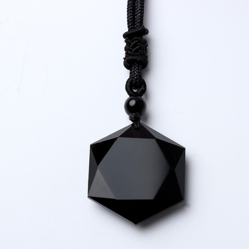 Collar Con Forma De Hexagrama Con Colgante De Obsidiana Luck