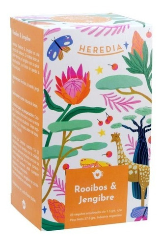 Infusion Té Rooibos Y Jengibre - Heredia X25 Saq