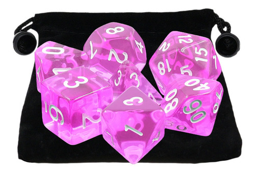 Kit 7 Dados Para Rpg Translúcidos Diversas Cores Cor Tyrian