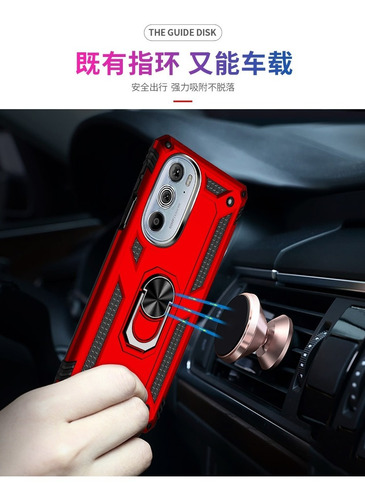 Funda Iron + Vidrio Para Motorola G52 Con Anillo 360 Soporte
