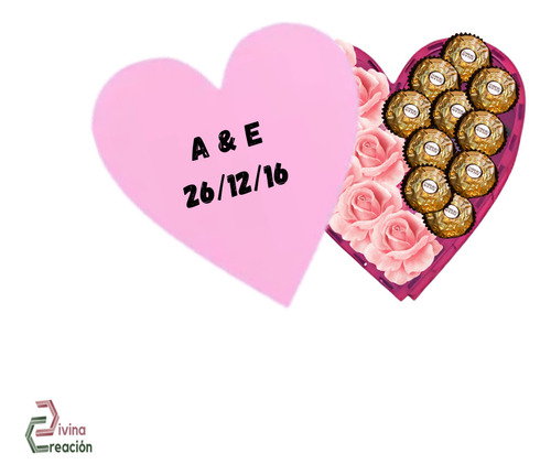 Caja Corazon Divina Creacion 14 Febrero San Valentin Personalizada color rosa frase personalizado