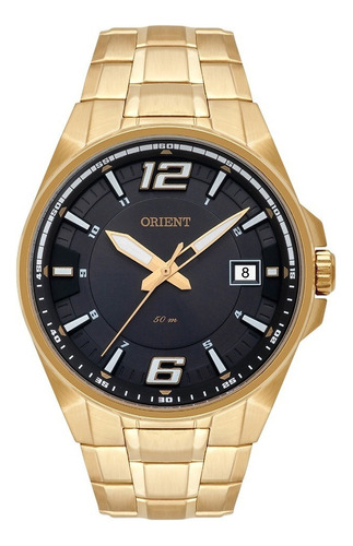 Relógio Orient Masculino Mgss1168 G2kx Dourado Analogico Cor do fundo Preto