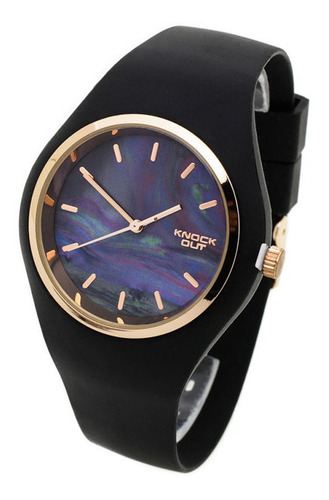 Reloj Knock Out Mujer 8469 Silicona Wr Metal Marmolado