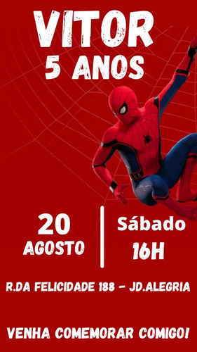 Imagem 8 de 10 de Convite De Aniversário Homem Aranha Digital Whatsapp