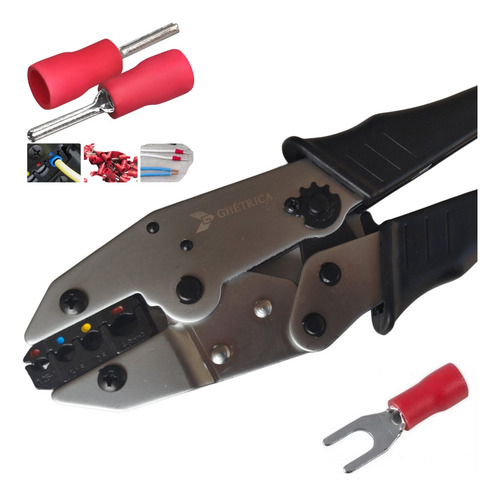 Alicate Catraca Crimpar Terminal Pré-isolado 0,25 Até 6,0mm²