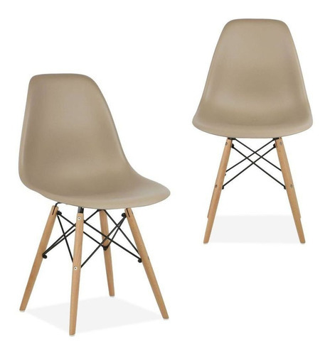 Kit 02 Cadeiras Decorativas Eiffel Charles Eames Nude Cor da estrutura da cadeira Amadeirado Desenho do tecido Liso