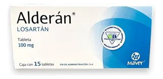 Alderán Losartán 100mg C/15 Tabletas Maver