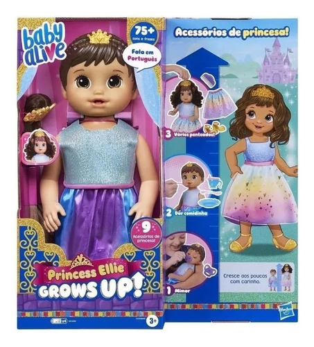 Boneca Baby Alive Princesa Ellie Grows Up Morena Hasbro