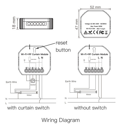 Tuya Smart Life Wifi Rf433 Interruptor De Cortina Ciega Con