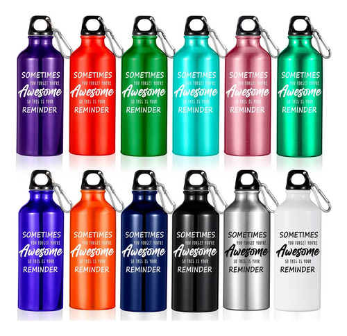 Paquete De 12 Botellas De Agua De Aluminio Multicolor A Vece