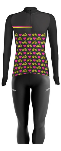 Conjunto Ciclismo Feminino Camisa Manga Longa + Calça De Gel