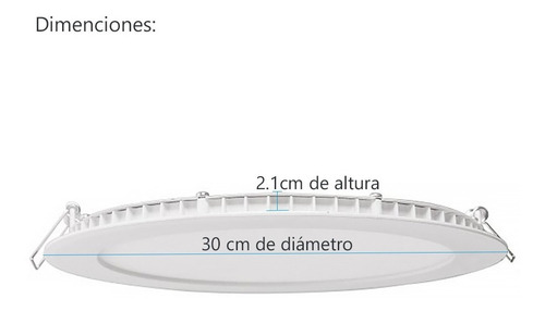Imagen 2 de 9 de Panel Led Embutir Redondo 30cm Blanco 24w Interelec Luz Fria