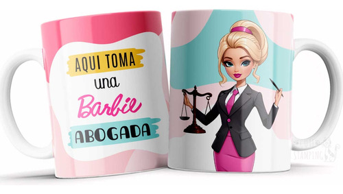 Taza Personalizada Aquí Toma Barbie Abogada Ideal Regalo