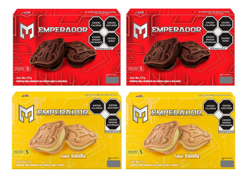 Galletas Gamesa Emperador Paq C/4 Cajas Chocolate Y Vainilla