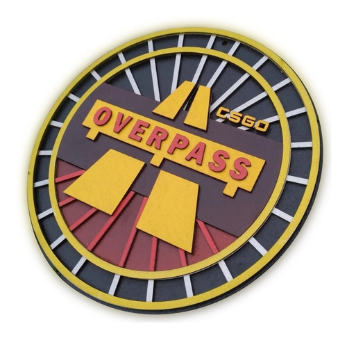 Placa Decorativa Csgo Overpass Em Alto Relevo, Gamer 44cm Nome Do Desenho Cs:go