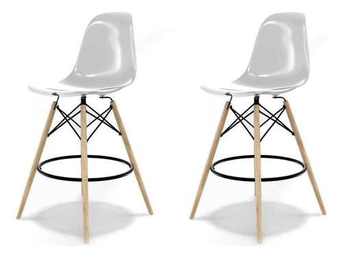 Conjunto Com 2 Banquetas Eames Dsw Fumê Cor Cinza