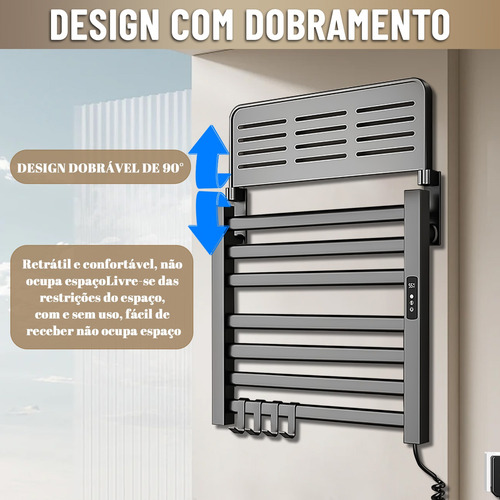 Toalheiro Elétrico Com Controlo De Temperatura E Prateleira