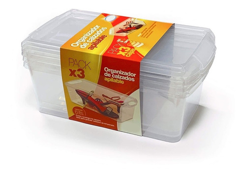 Organizador Zapatos X3 Plastico Con Tapa