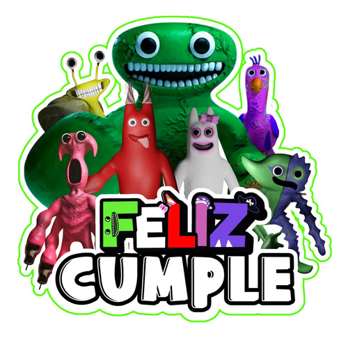 Set Globos+ Banderin+ Toppers Garten Of Ban Ban Feliz Cumple Verde Garden Of Ban Ban