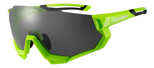 Óculos De Ciclismo Rockbros Rb-sp176 Cores 5 Lentes Uv-400 Cor Da Armação Verde Cor Da Lente Preto