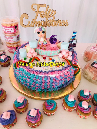 Cake Topper Loli Unicornio Vela Pasta Francesa Fiesta Niña