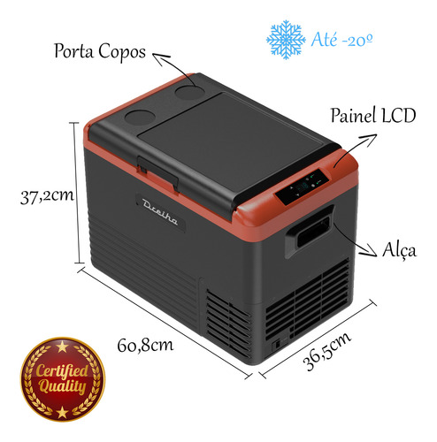 Geladeira Automotiva Com Garantia Cbx30l Quadrivolt C/ Fonte