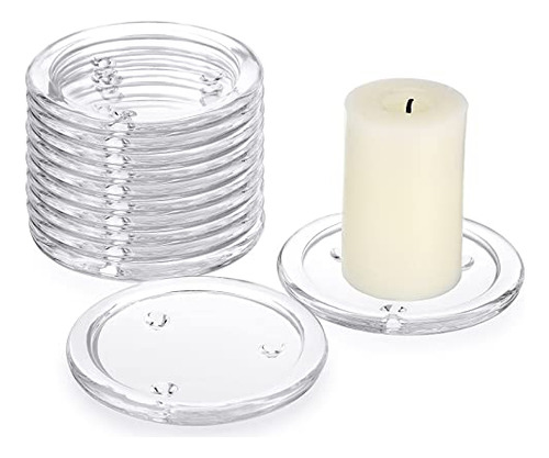 Conjunto De 12 Platos De Vela De Vidrio Transparente De...