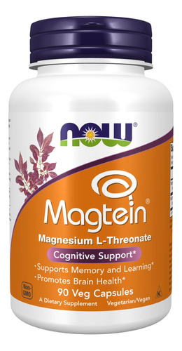 Suplemento Magtein Now, 90 Cápsulas Vegetales De Magnesio