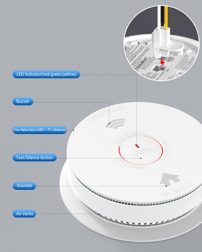 Detector De Humo Y Monóxido De Carbono Interconectado 2 En 1