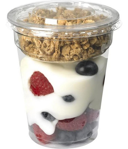 Vaso De Plástico Transparente Con Tapa Para Parfait, 50 Pzs.