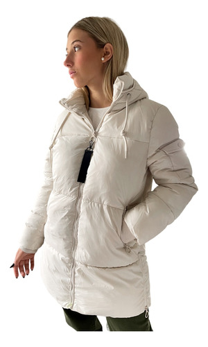 Campera Larga  Inflable Abrigo Mujer Con Capucha Guata.