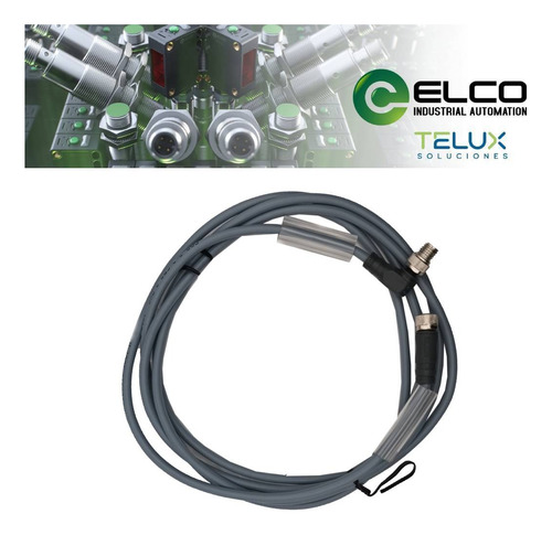 Conector Doble M8 Hembra Recto Macho Codo 3pin Cable 2m Elco