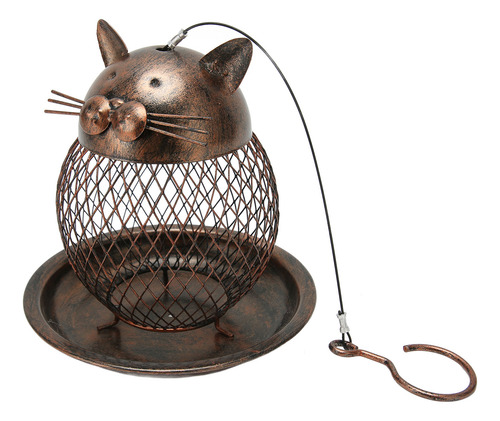 Comedero Decorativo Para Pájaros De Hierro Con Forma De Gato