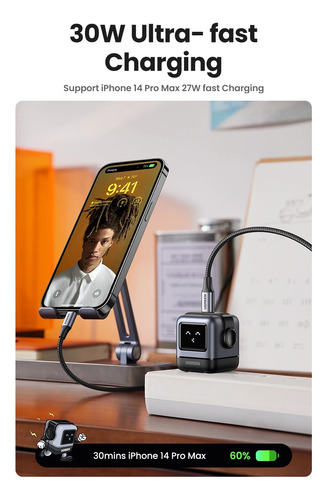 Ugreen Nexode Robot Cargador Rápido Gan De 30w Usb-c Negro