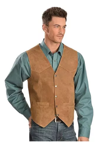 Chaleco Vaquero Occidental De Piel De Vaca Para Hombre, [u]