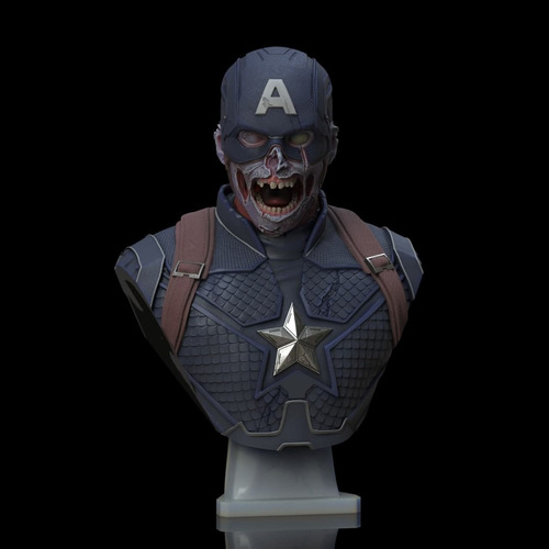 Archivo Stl Impresión 3d - Captain America Zombie Bust Ex