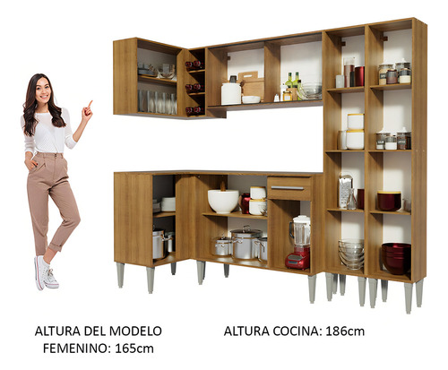 Armario Esquinero Completo 293cm Emilly Music Madesa 02 Color Marrón