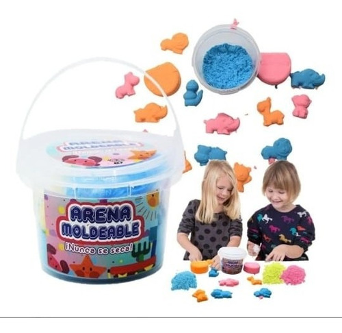 Cubeta Arena Magica Moldeable Kit Moldes Didacticos 300g