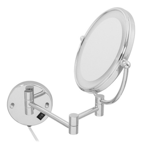 Espelho De Aumento 3x 8' Luz Led 360º Maquiagem Dupla Face
