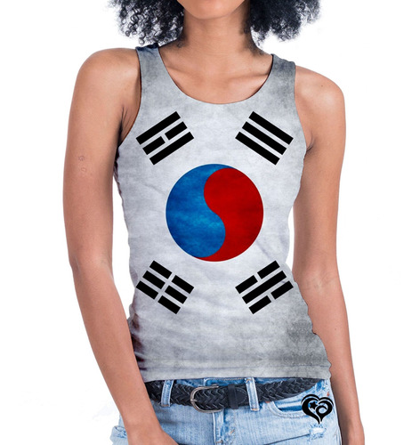 Camiseta Regata Bandeira Coreia Do Sul Feminina Blusa