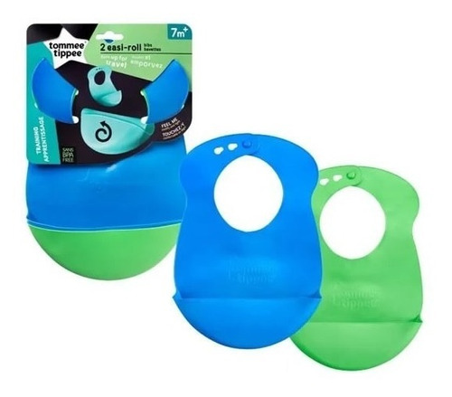 Baberos De Silicona  Pack X 2 Azul Verde Tommee Tippee