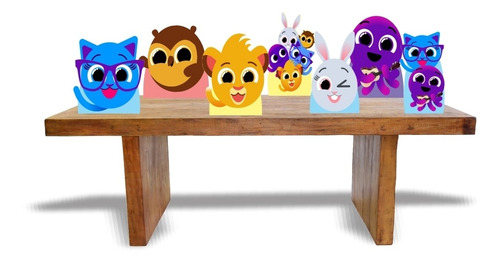 Imagem 5 de 6 de Kit 7 Totens De Mesa + Quadro Mosaico Bolofofos Decoração