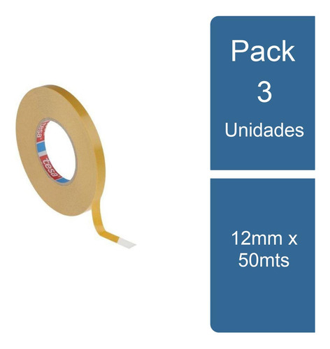 Pack 3 Cintas Doble Contacto Transferible 12mm X 50mts Tesa