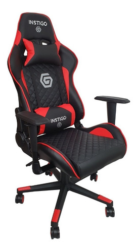 Silla de escritorio Instigo IG626 gamer ergonómica  negra y roja con tapizado de cuero sintético